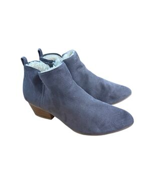 Old Navy Gray Cast Iron Color Faux Suede Faux-Fur Lined Ankle Booties Size 7